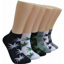480 of Mens Low Cut Ankle Sock In Assorted Leaf Print