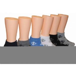 480 Wholesale Boys Anchor Print Low Cut Ankle Socks