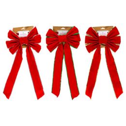 36 Pieces Bow 10x22in Red Velvet 3ast - Bows & Ribbons