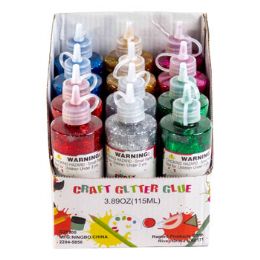36 Pieces Glitter Glue 3.89 Oz(115ml)squeeze Bottle 6ast Clr/12pcpdqwashable - Craft Glue & Glitter
