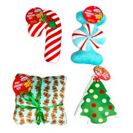 36 Wholesale Dog Toy Christmas Plush 4 Asst Designs In Pdq#p32597
