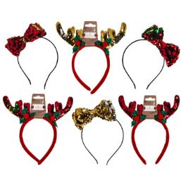48 pieces Headband Christmas Sequins 6ast - Headbands