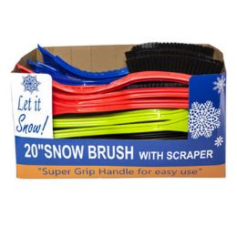 48 Wholesale Snow Brush W/ice Scraper 20in 5 Colors Pdq Display #bh004