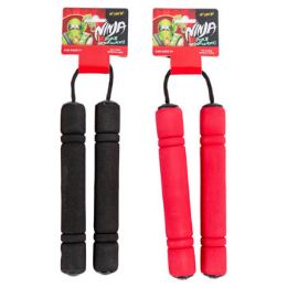 24 pieces Ninja Foam Nunchucks 20inl 2ast Clrs Red/black Barbellcardequally Assorted - Costumes & Accessories