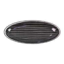 8 Wholesale Platter Black/white Oval Stoneware 12.75x8.07x1.57