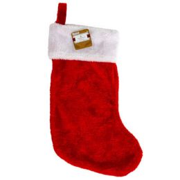 18 pieces Stocking Deluxe Plush Red w/ - Christmas Stocking