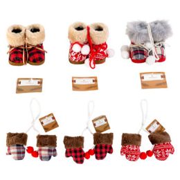 24 Wholesale Ornament Christmas Mittens/boots