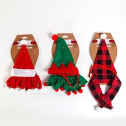 24 Wholesale Pet Costume Set Xmas 3 Styles W/scarf Or Collar Ea In Small/medium Xmas Tcd