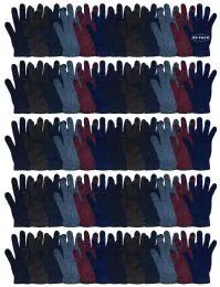 60 Pairs Yacht & Smith Men's Knit Winter Gloves Assorted Solid Colors, Warm Acrylic Gloves - Winter Gloves
