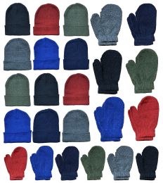 12 of Yacht & Smith Kid's Assorted Colored Winter Beanies & Mittens Set