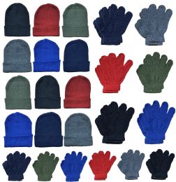 Yacht & Smith Kid's Assorted Colored Winter Beanies & Gloves Set