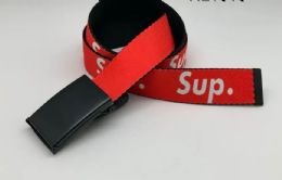 12 Pieces Mens Sup Adjustable Belt In Red - Mens Belts