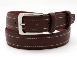 24 Bulk Men's Belt Casual Dress With Single Prong Buckle In Brown
