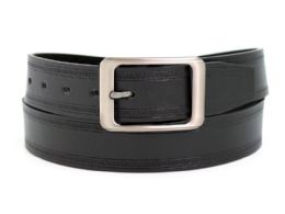 24 Wholesale Men's Belt Casual Dress With Single Prong Buckle In Black