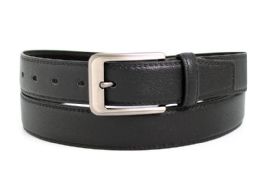 24 Wholesale Men's Belt Casual Dress With Single Prong Buckle In Black