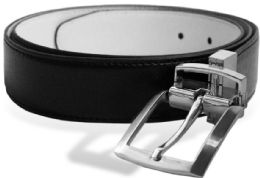 24 Pieces Men's Belt Casual Dress With Single Prong Buckle Adjustable In Black And White - Mens Belts