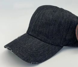 24 Wholesale Cap Men Women Plain Dad Hats Low Profile Black Denim Ball Cap