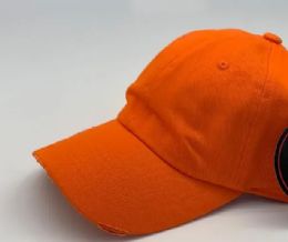 24 Wholesale Cap Men Women Plain Dad Hats Low Profile Orange Ball Cap