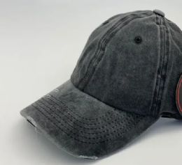 24 Wholesale Cap Men Women Plain Dad Hats Low Profile Pigment Dyed Black Ball Cap