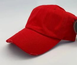 24 Wholesale Cap Men Women Plain Dad Hats Low Profile Red Ball Cap