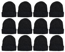 Yacht & Smith Unisex Sherpa Line Ribbed Faux Fur Winter Beanie Hat Solid Black