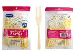 48 Pieces Fork 24pc /bag Asst Clr With Sealable Bag - Plastic Serving Ware