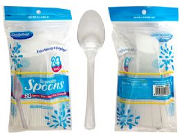 48 Wholesale Spoon 24 Piece Bag Clear Color With Sealable Bag