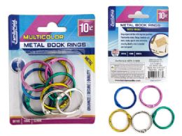 144 Bulk Metal Book Ring 10 Piece 1 Inch Diameter Multicolor