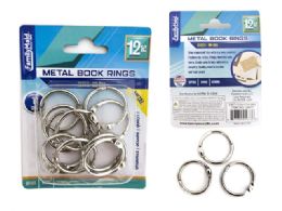 96 Wholesale Metal Book Ring 12 Piece 1 Inch Diameter Silver
