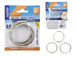 144 Wholesale Metal Book Ring 6 Piece 2 Inch Diameter Silver