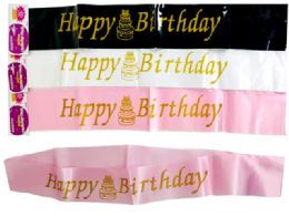 144 Pieces Birthday Sash Glitter - Party Banners