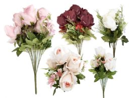 24 Wholesale Rose 6 Flower Bouquet Assorted Color