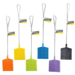 48 Wholesale Fly Swatter 2pk Metal Handle Rect Shape 20.25in L 6clrs/homeht