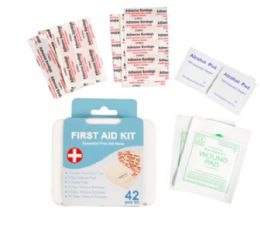 24 Pieces First Aid Kit 42pc In Plastic Case - First Aid and Bandages