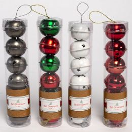 24 Wholesale Ornament 6pk Bell 4ast Colors