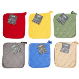 72 pieces Pot Holders 2pk 7x8 6assorted Colors, Green,black,red,grey,tan,blue - Oven Mits & Pot Holders