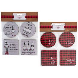48 Wholesale Coasters Paper 8pk Holiday 2ast
