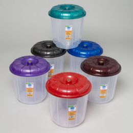 48 Wholesale Bucket With Lid 3 Qt Clear Bottom 4 Color Lids