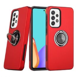 24 Bulk Dual Layer Armor Hybrid Stand Ring Case For Samsung Galaxy A33 5g In Red
