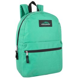 24 Pieces Classic 17 Inch Backpack In Aqua Color - Backpacks 17"