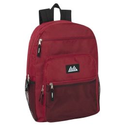 24 Pieces Deluxe Multi Pocket Backpack In Red - Backpacks 18" or Larger