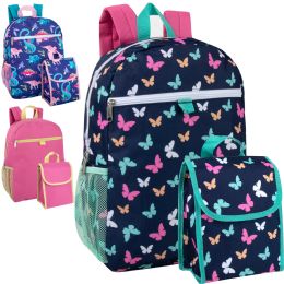 24 Pieces 16 Inch Backpack With Matching Lunch Bag - Girls - Backpacks 16"
