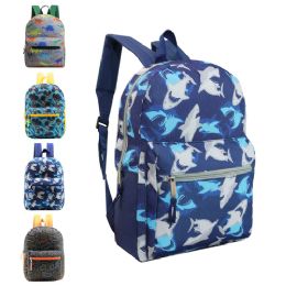 24 Pieces 15 Inch Kids Basic Wholesale Backpack In 4 Assorted Prints - Backpacks 15" or Less