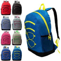 24 Pieces 17 Inch Bungee Wholesale Backpack In Assorted Colors - Backpacks 17"