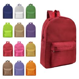 24 Wholesale 17 Inch Classic Wholesale Backpack In Assorted Colors