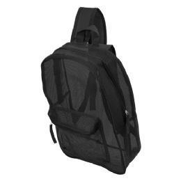 24 Bulk 17 Inch Mesh Wholesale Backpacks Black Color