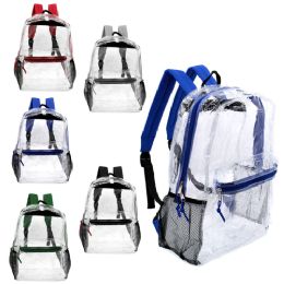 24 Wholesale 17 Inch Transparent Backpack In Assorted Colors