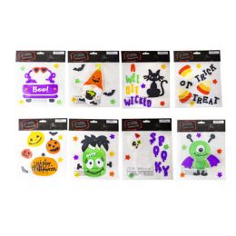 96 Wholesale Gel Cling Stickers Halloween 8asst Styles