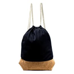 100 Wholesale 16 Inch Drawstring Backpack In Black With Cork