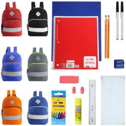 6 Bulk 18 Piece Basic School Supply Kit With 17 Inch Backpack